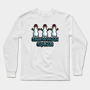 Christmas Snowman Squad Pixel Art Long Sleeve T-Shirt